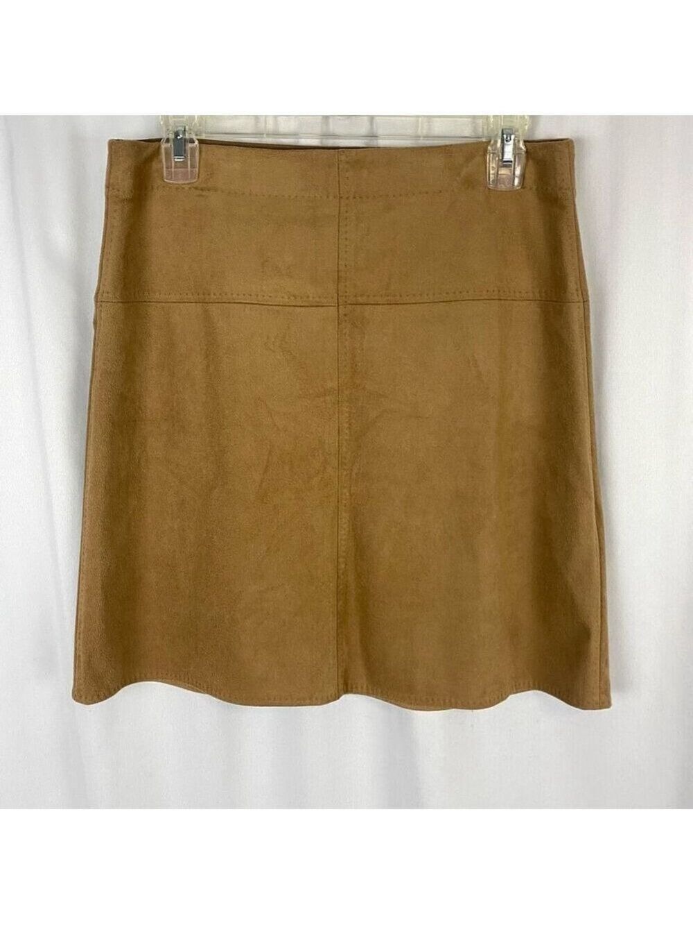 M.S.S.P. Max Studio Tan Faux Suede A-Line mini Skirt Women Small